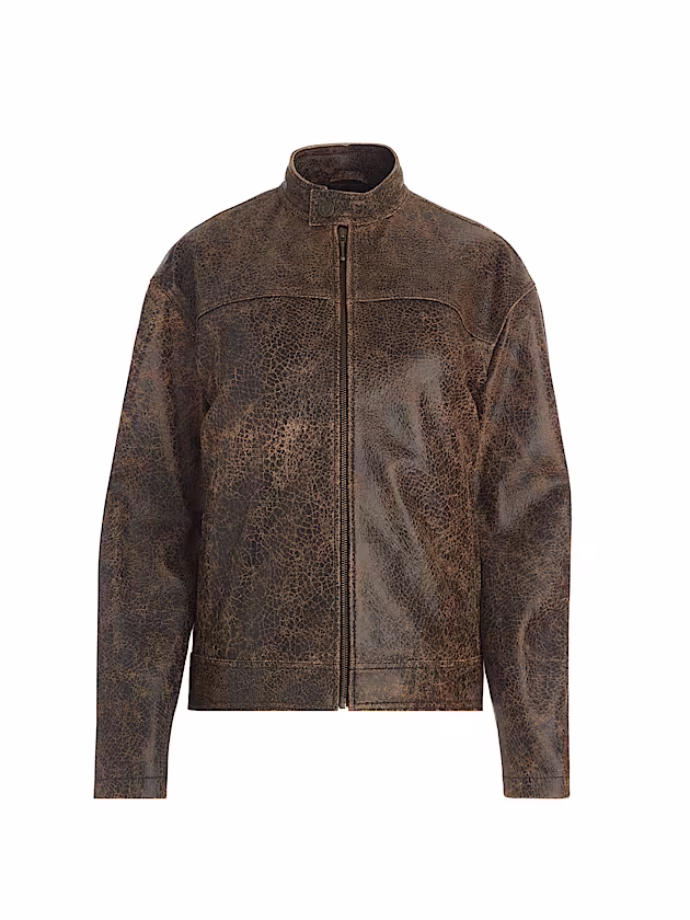 Genuine leather biker jacket - GUESS