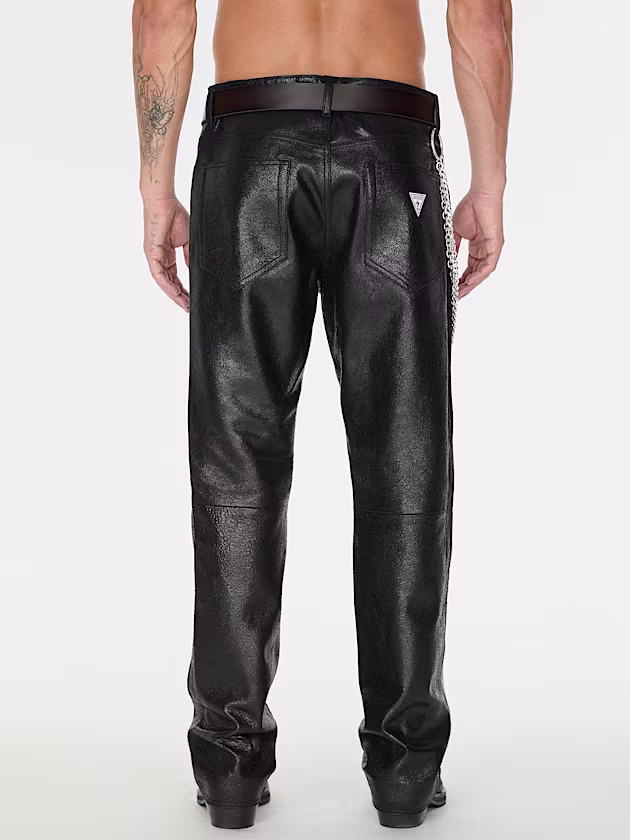 Mid rise flared leather pant - GUESS