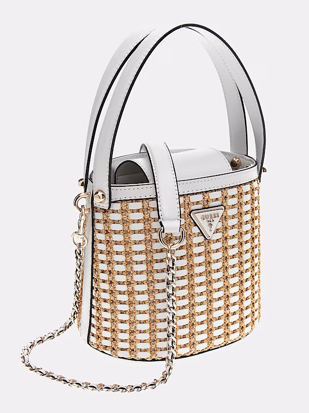 Atalia raffia mini bucket bag - GUESS