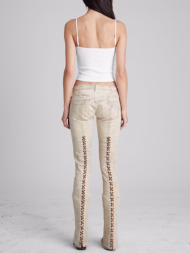 Laced Flared Denim Jeans - GUESS