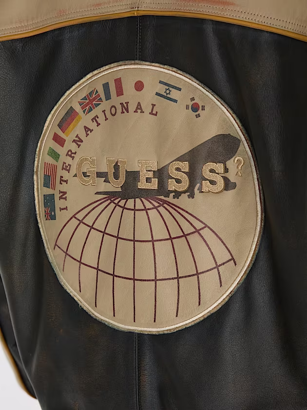 Genuine leather biker jacket - GUESS