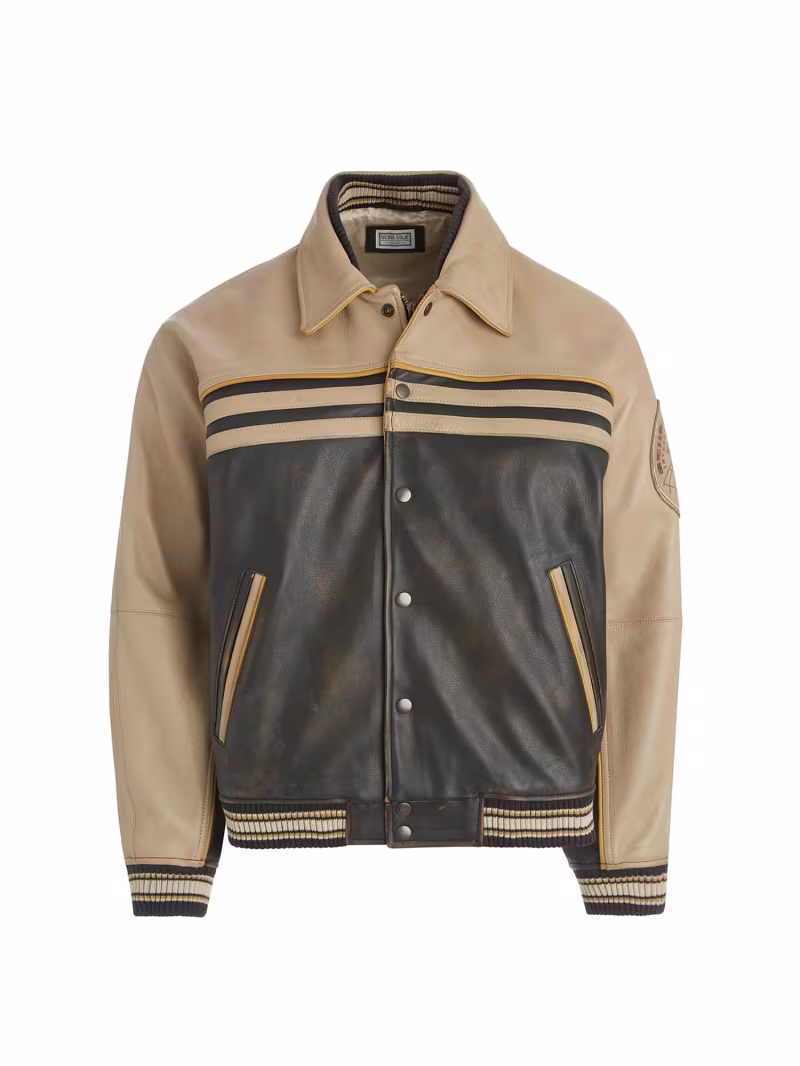 Genuine leather biker jacket - GUESS