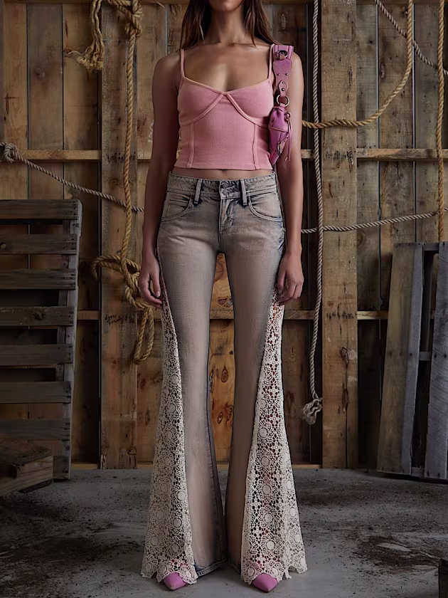 Lace flare denim pant - GUESS