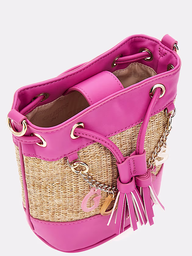 Straw mini bucket bag - GUESS