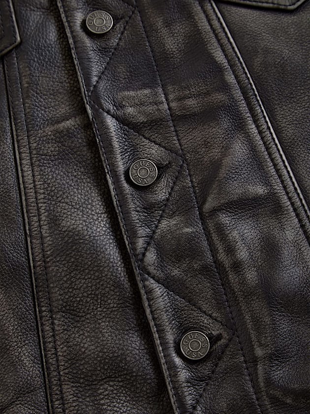 Distressed leather jacket - GUESS