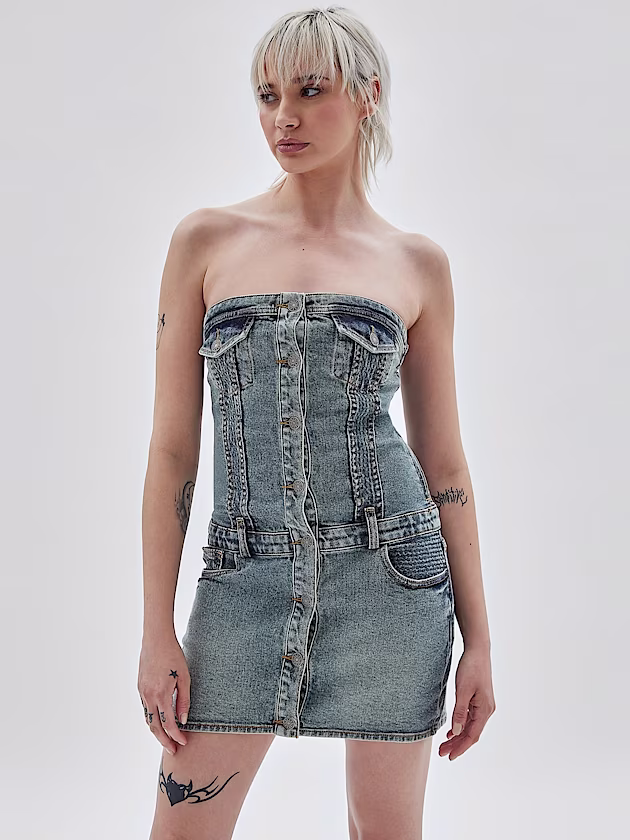 Strapless denim dress - GUESS
