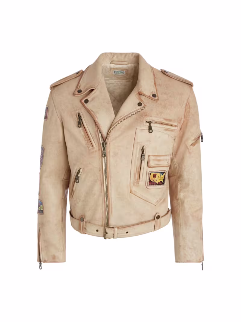 Genuine leather biker jacket - GUESS