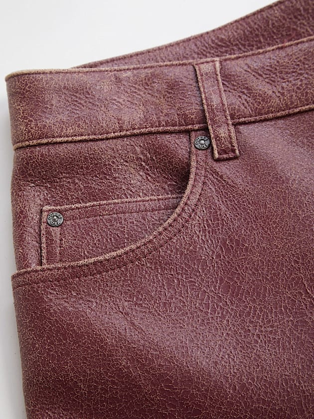 Mid rise flared leather pant - GUESS