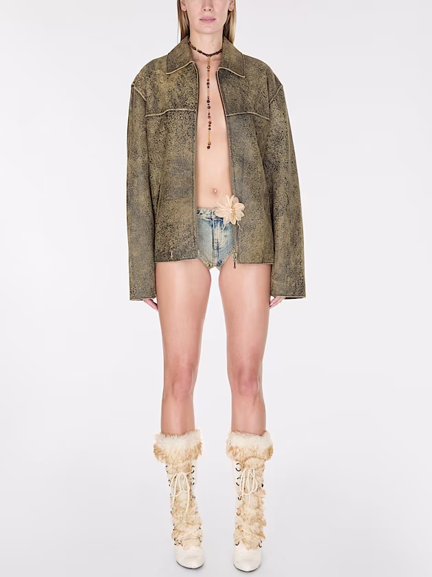 Crackled leather jacket - GUESS