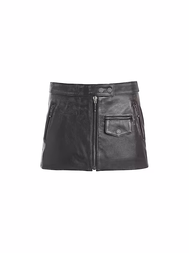 Mid rise leather mini skirt - GUESS