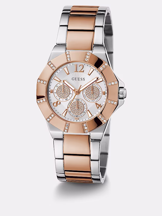 Multi-function watch with crystal appliqué - GUESS