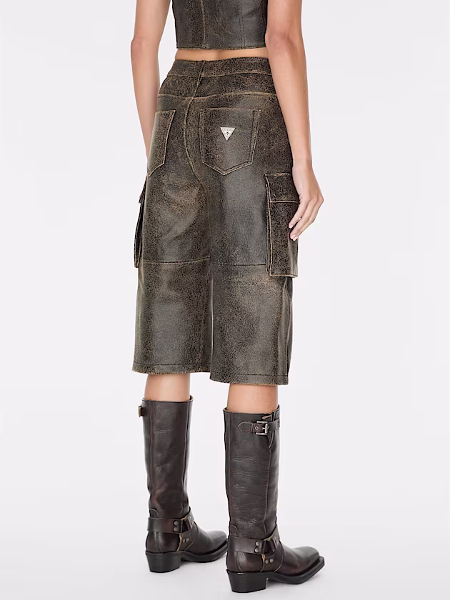 High rise wide leg leather pant - GUESS