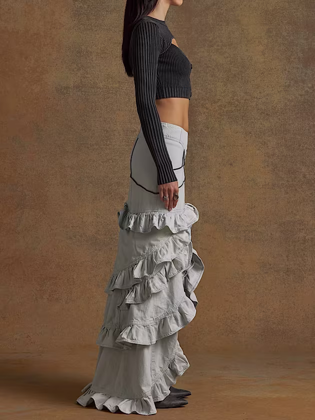 Ruffle denim skirt - GUESS