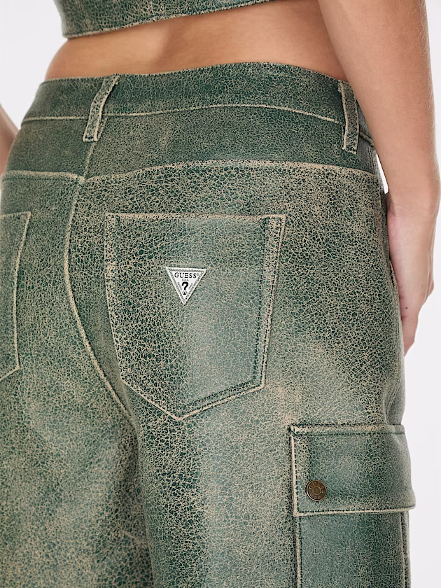 High rise wide leg leather pant - GUESS