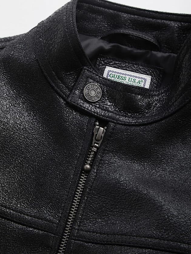 Genuine leather biker jacket - GUESS