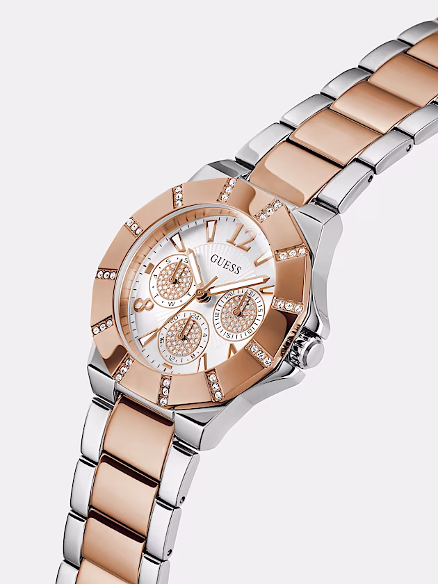 Multi-function watch with crystal appliqué - GUESS