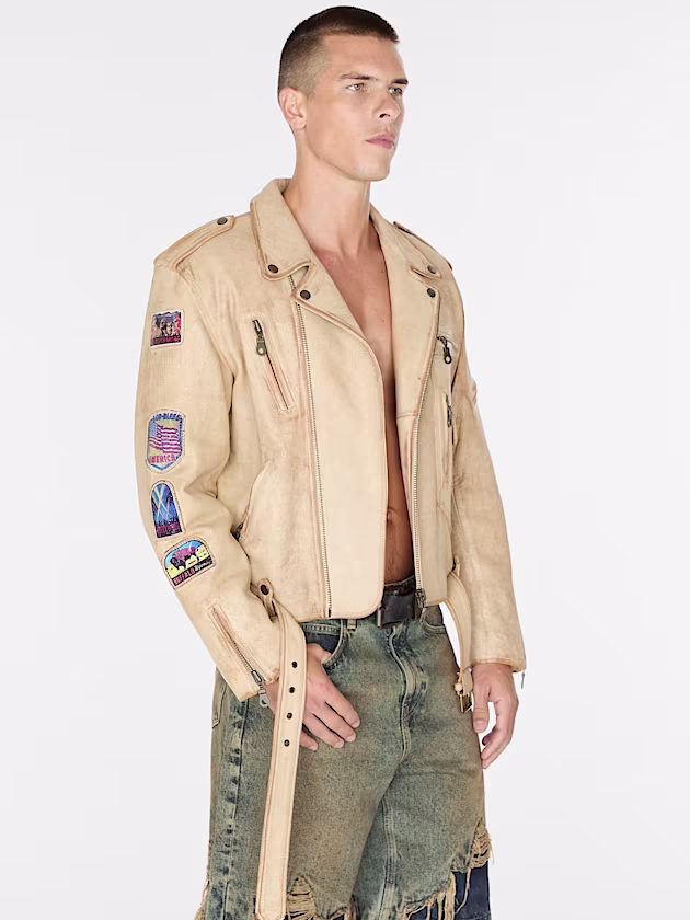 Genuine leather biker jacket - GUESS