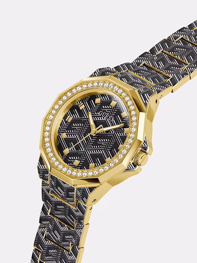 Analogue watch with all-over G Cube logo print - GUESS
