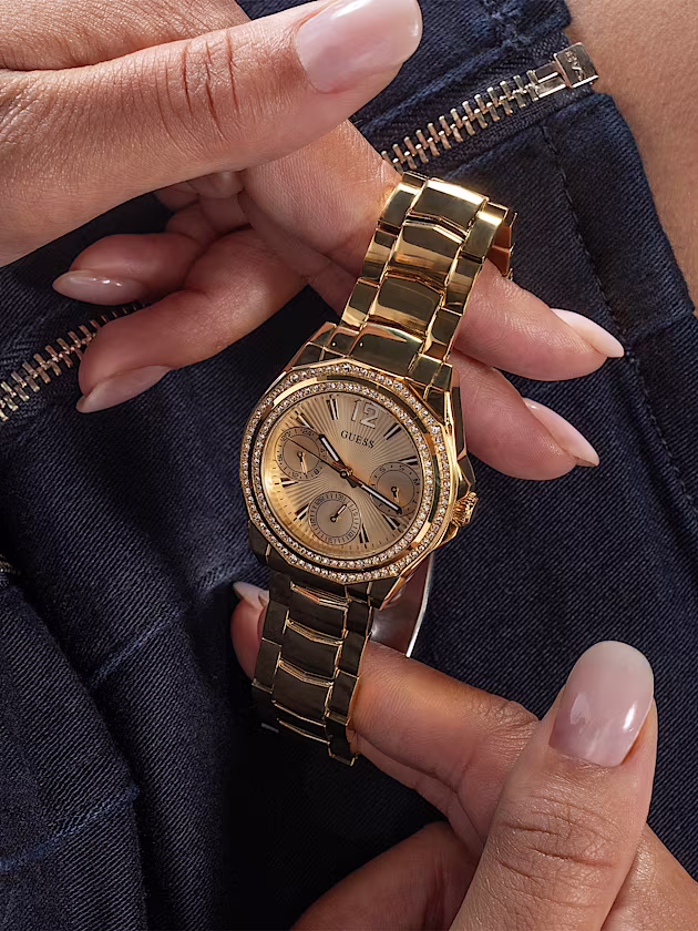 Multi-function watch with crystal appliqué detailing - GUESS