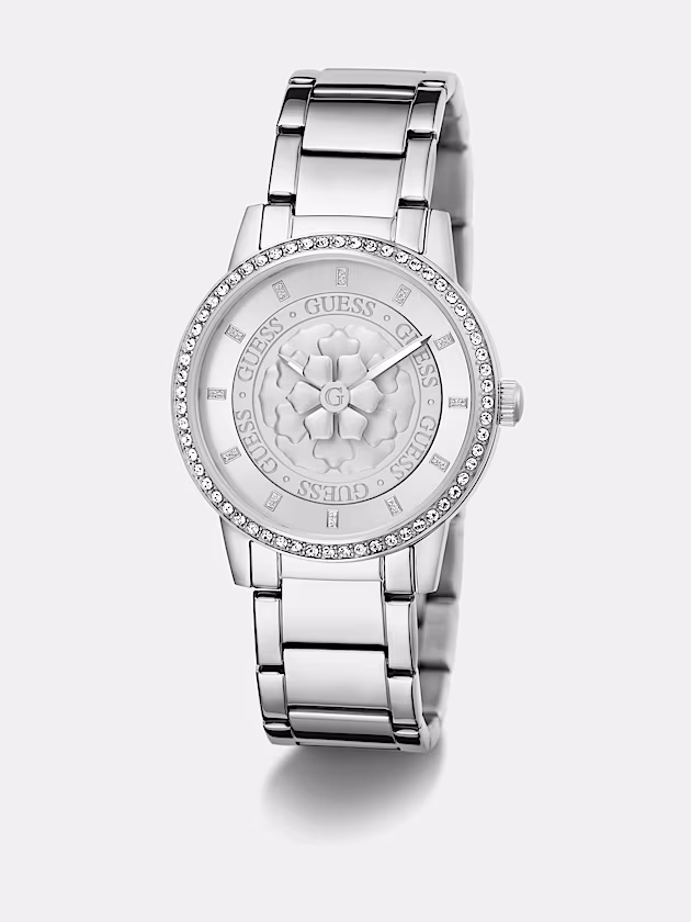 Analogue watch with flower on dial - GUESS
