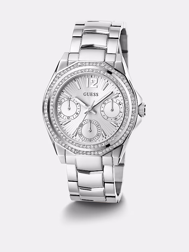 Multi-function watch with crystal appliqué detailing - GUESS