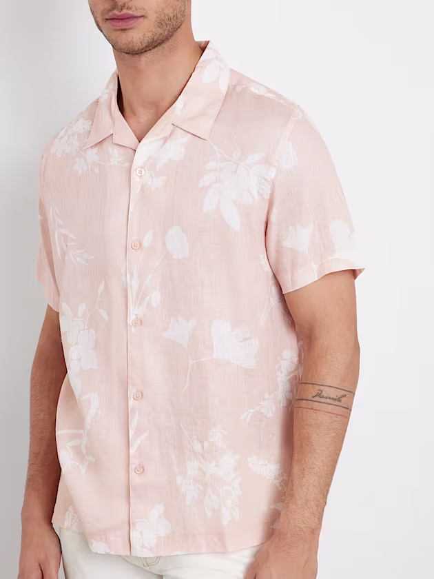 Floral print linen shirt - GUESS