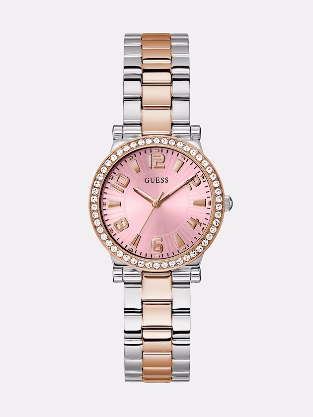 Analogue watch with crystal appliqué detailing - GUESS