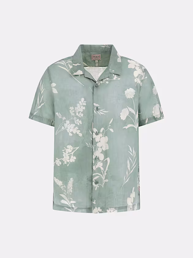 Floral print linen shirt - GUESS