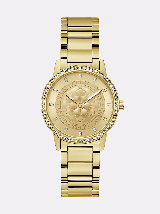 Analogue watch with flower on dial - GUESS