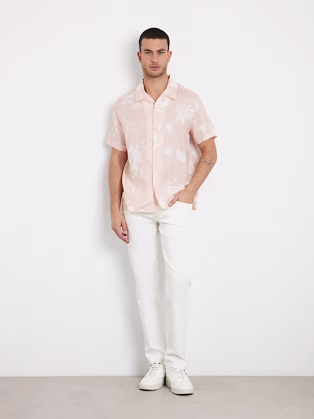 Floral print linen shirt - GUESS