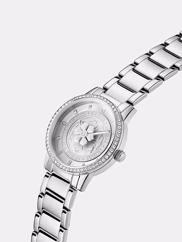 Analogue watch with flower on dial - GUESS