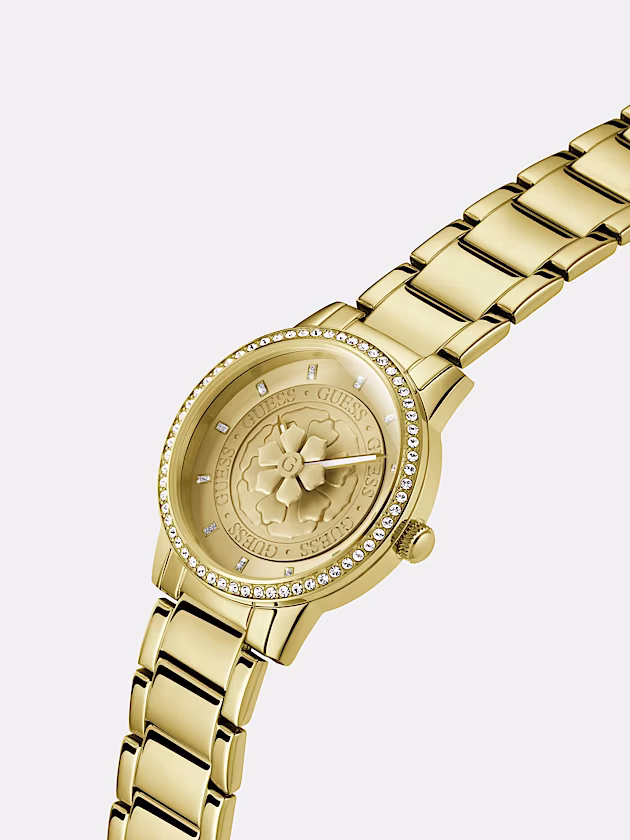 Analogue watch with flower on dial - GUESS