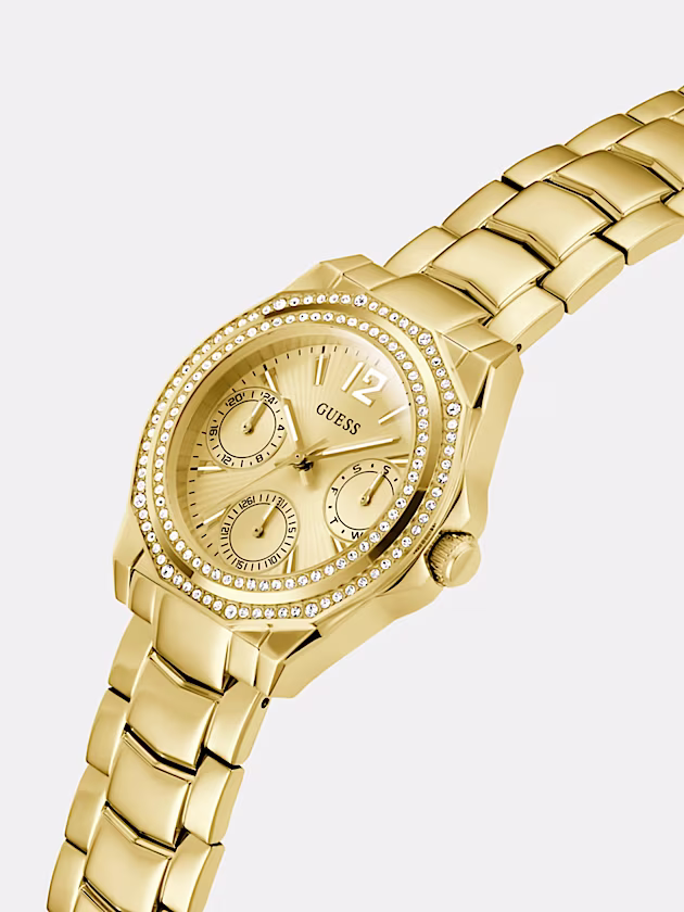 Multi-function watch with crystal appliqué detailing - GUESS