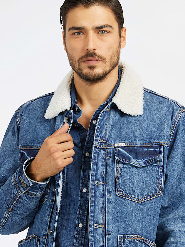 Sherpa collar denim jacket - GUESS