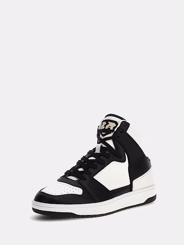 Sava Mid mixed-leather high-top sneakers - GUESS