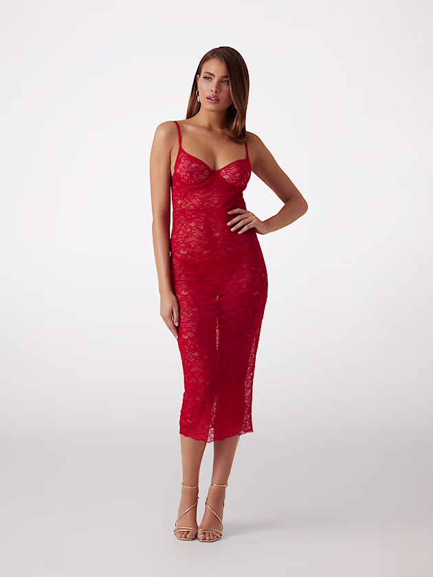 Vanessa stretch-lace midi dress - GUESS