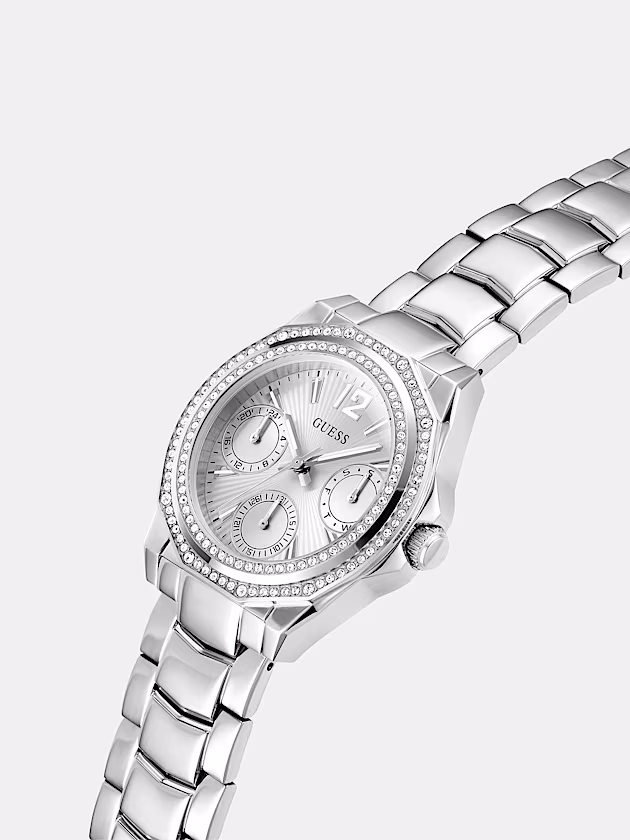 Multi-function watch with crystal appliqué detailing - GUESS