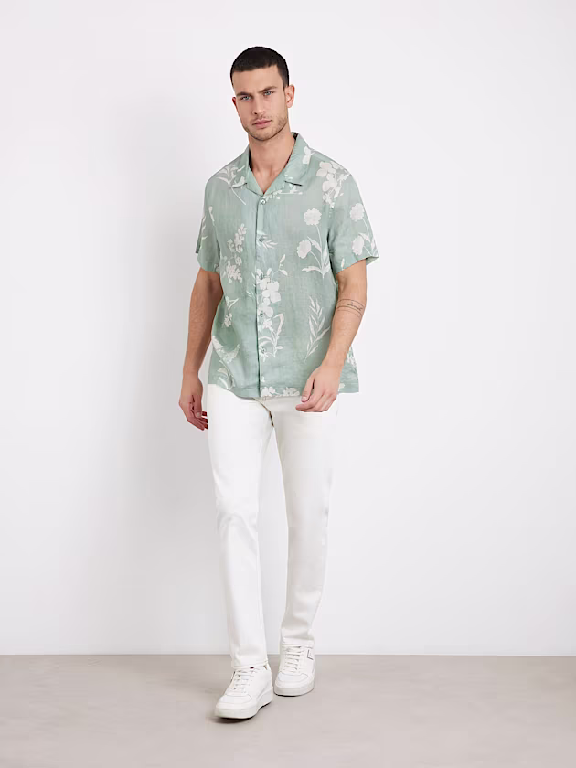 Floral print linen shirt - GUESS