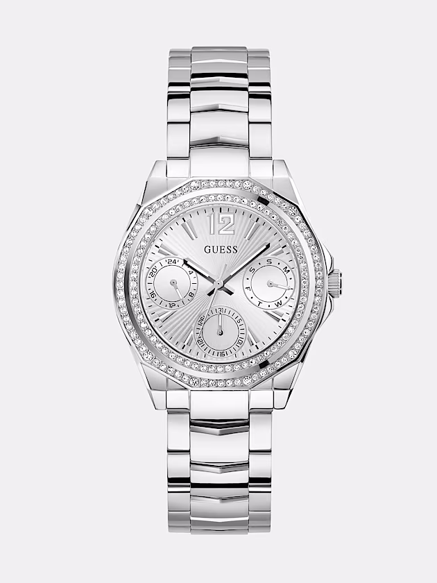 Multi-function watch with crystal appliqué detailing - GUESS