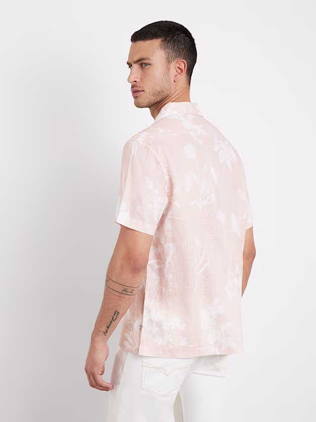 Floral print linen shirt - GUESS