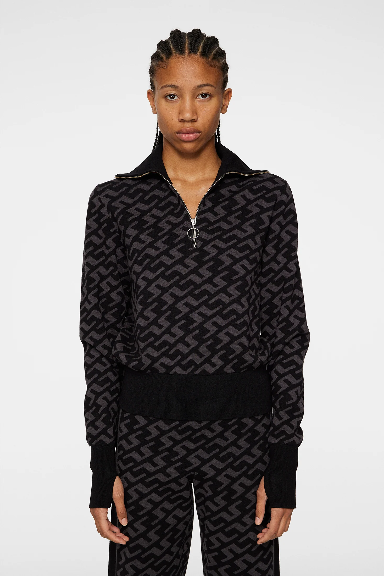 Kerla Knitted Zip Sweater Bias Bridge Black