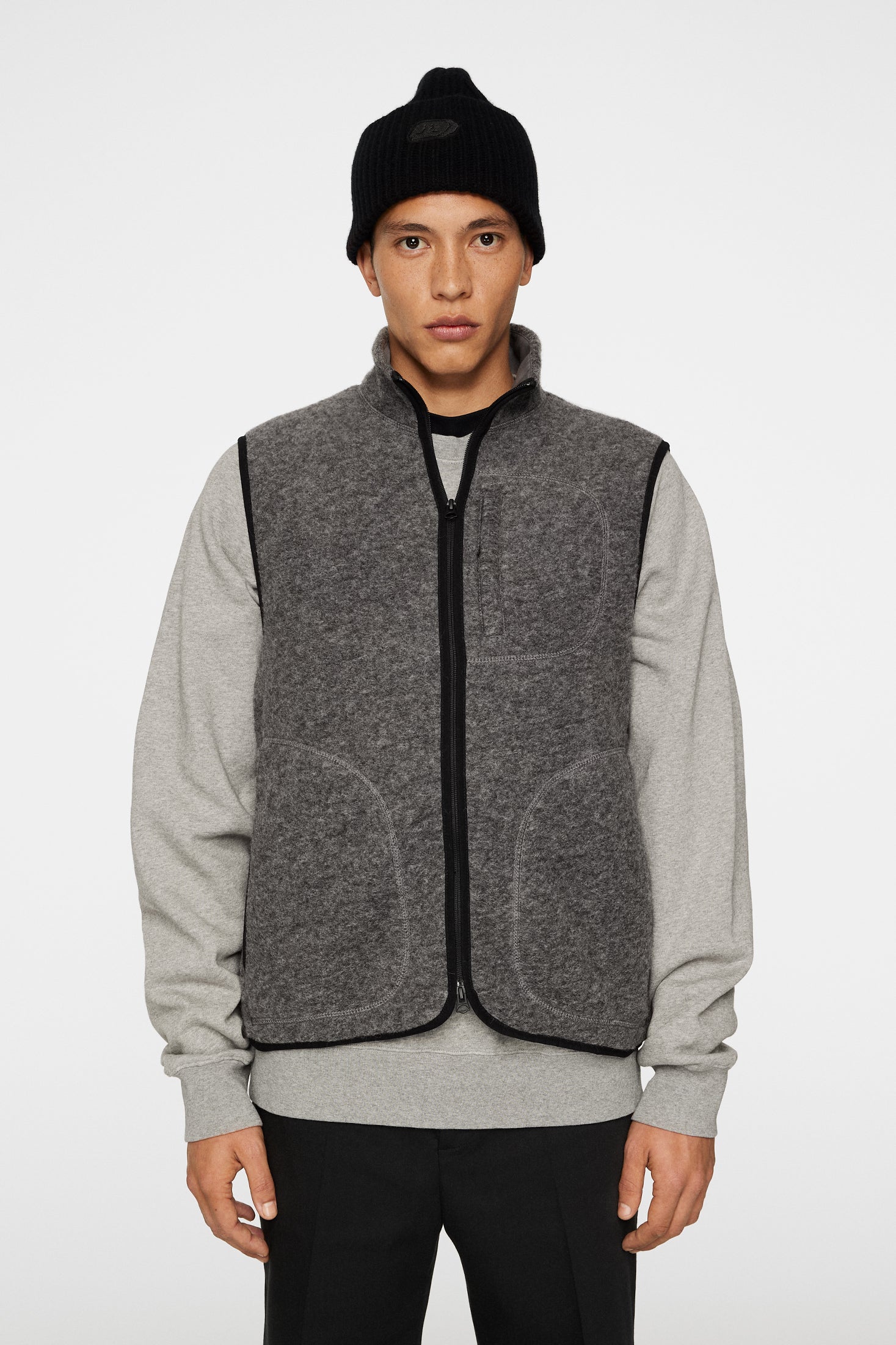Duncan Wool Fleece Vest Light Grey Melange