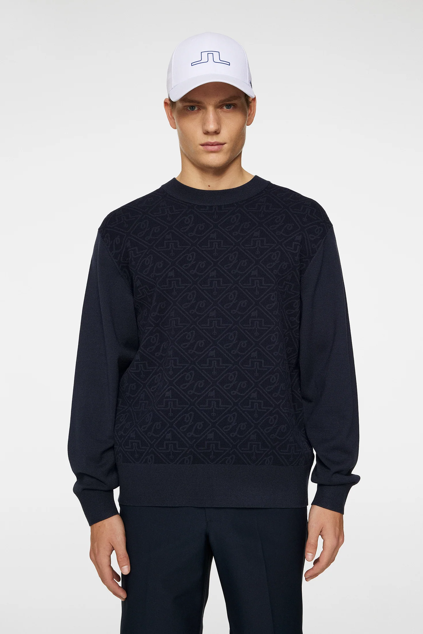 Finn Jacquard Knitted Sweater JL Navy
