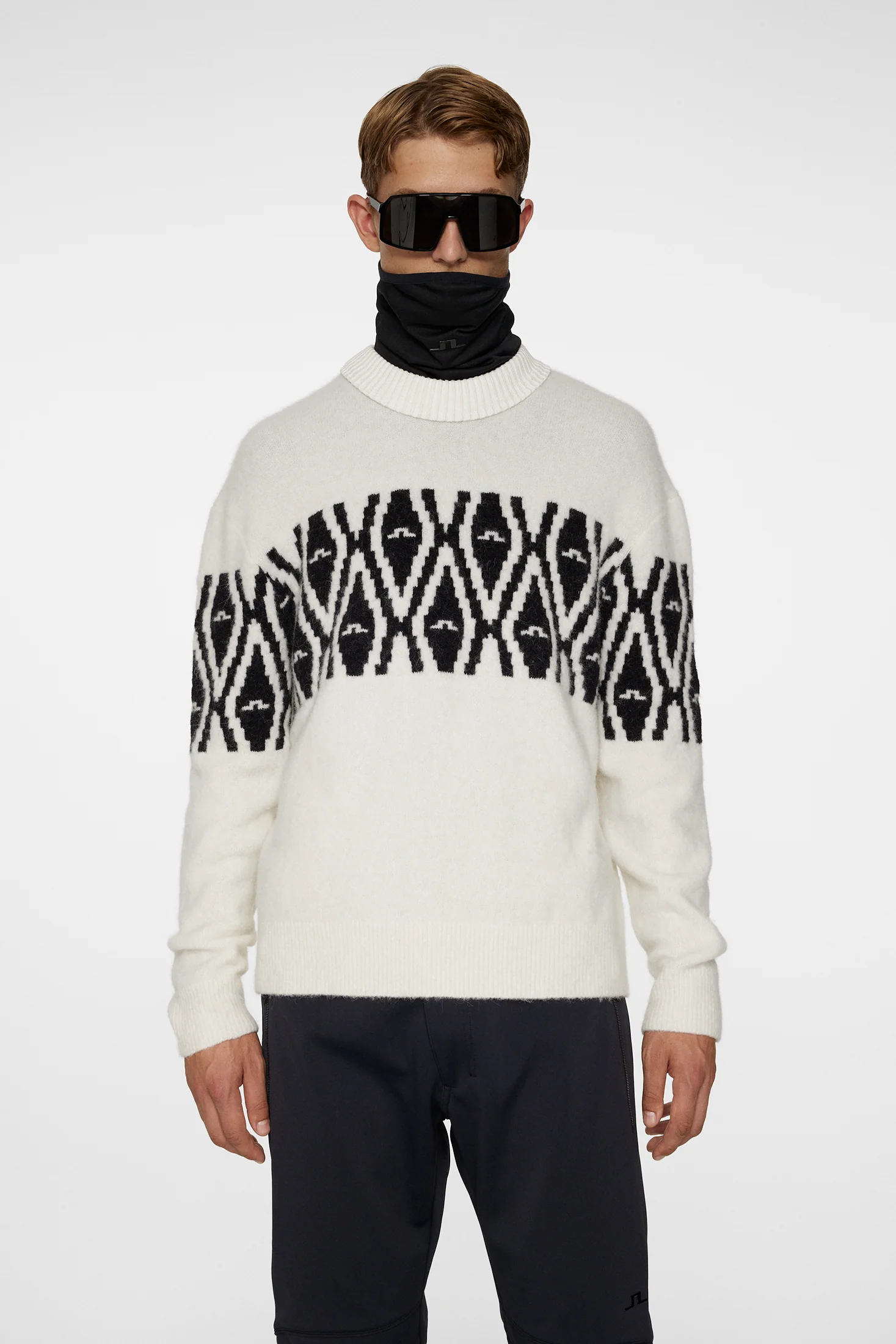 Jalen Jacquard Knitted Sweater Whisper White
