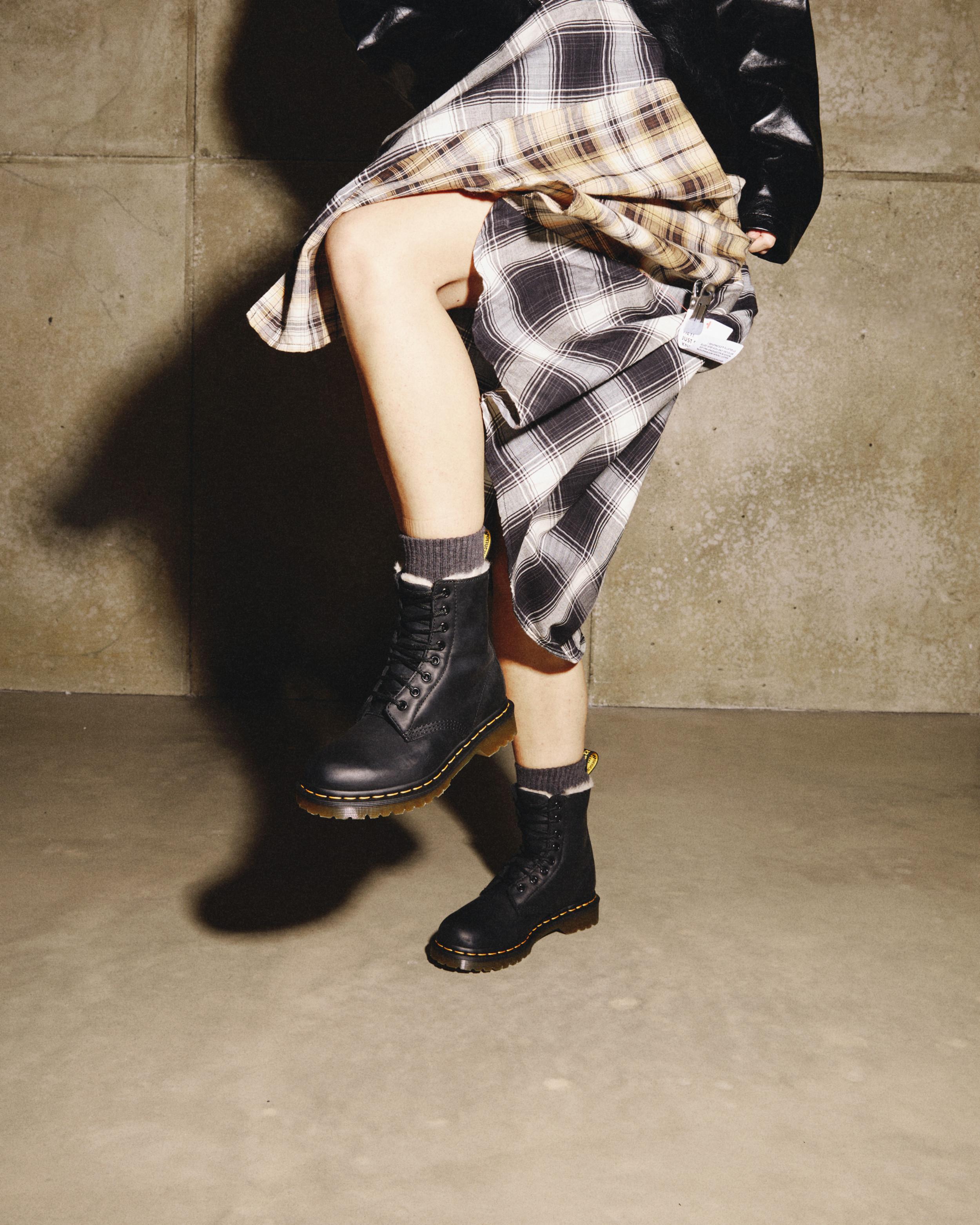 1460 Serena Faux Fur Lined Leather Lace Up Boots