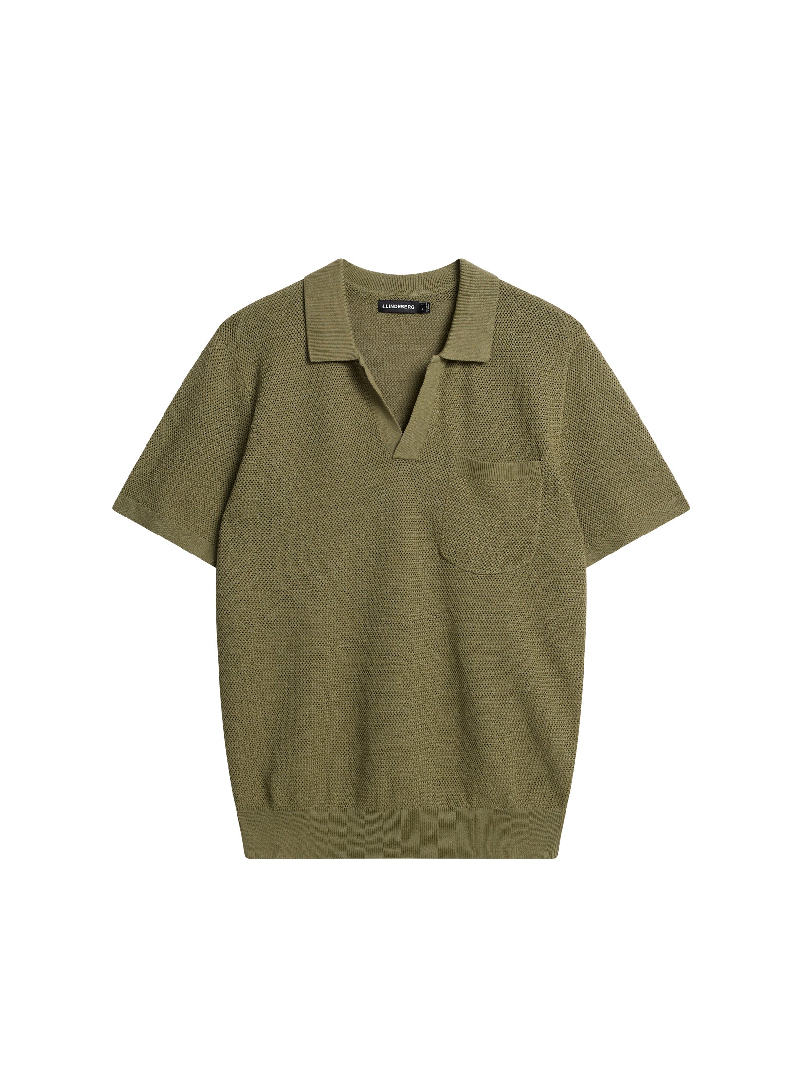Ben Open Collar Polo Oil Green