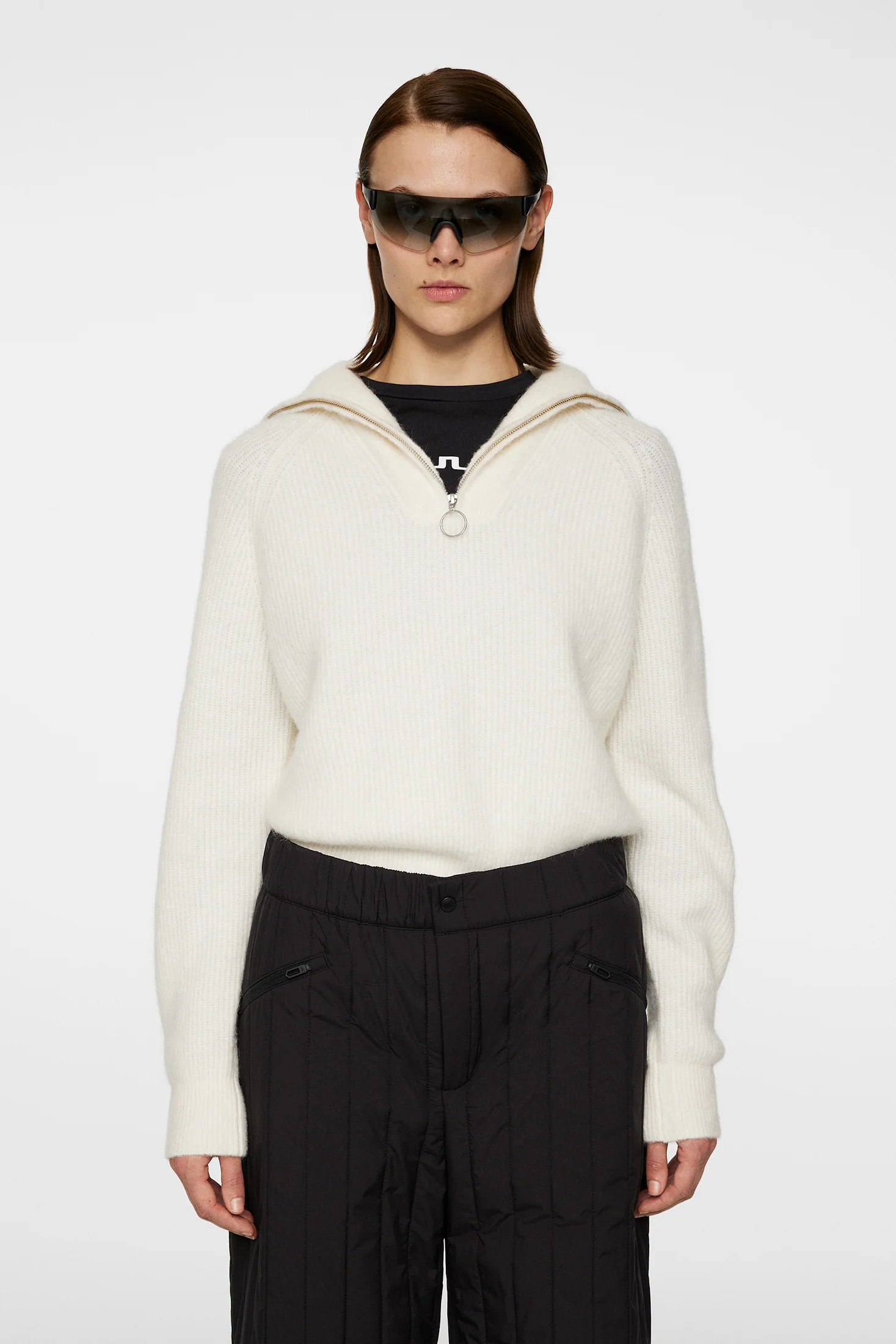 Finja Knitted Zip Sweater Whisper White