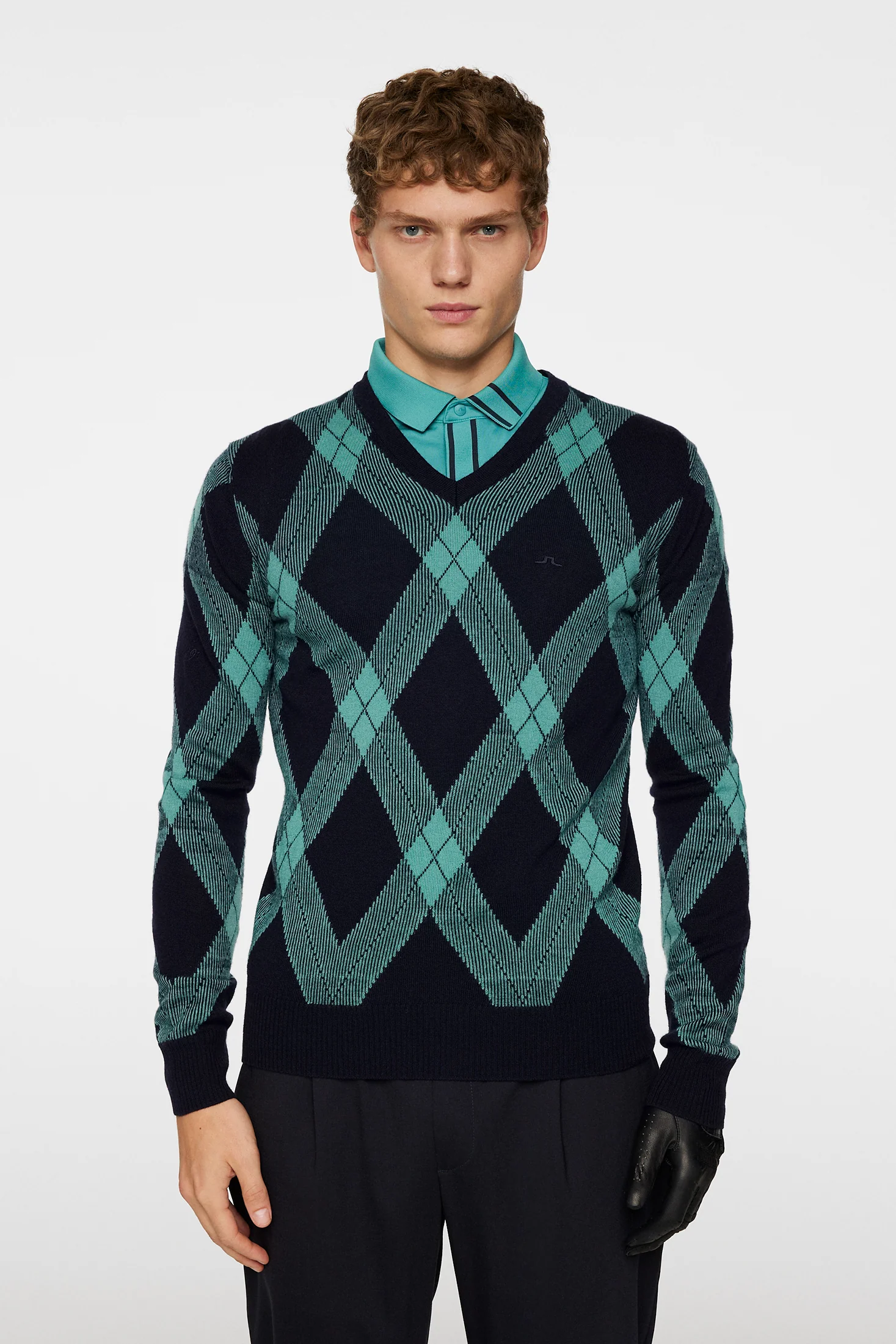 Billy V Neck Knit Glenmuir Tartan Teal L