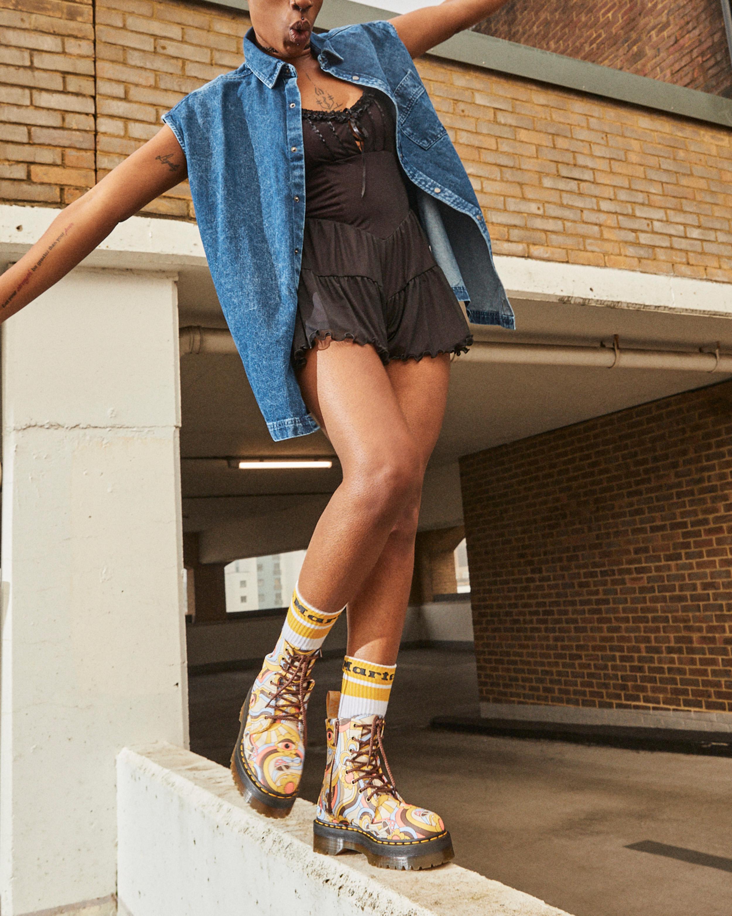 Jadon Retro Ray Canvas Vegan Platform Boots