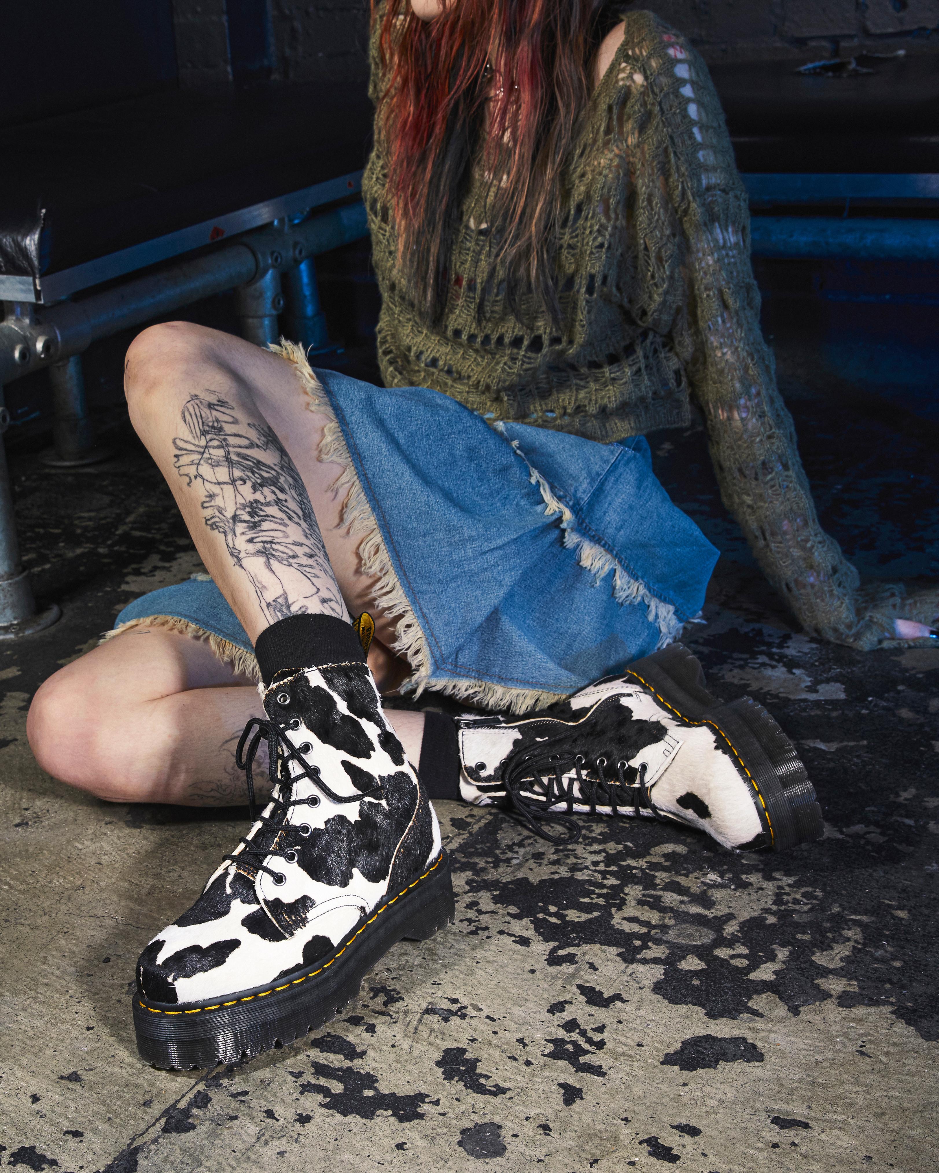 Jadon Hair-On Cow Print Platform Boots